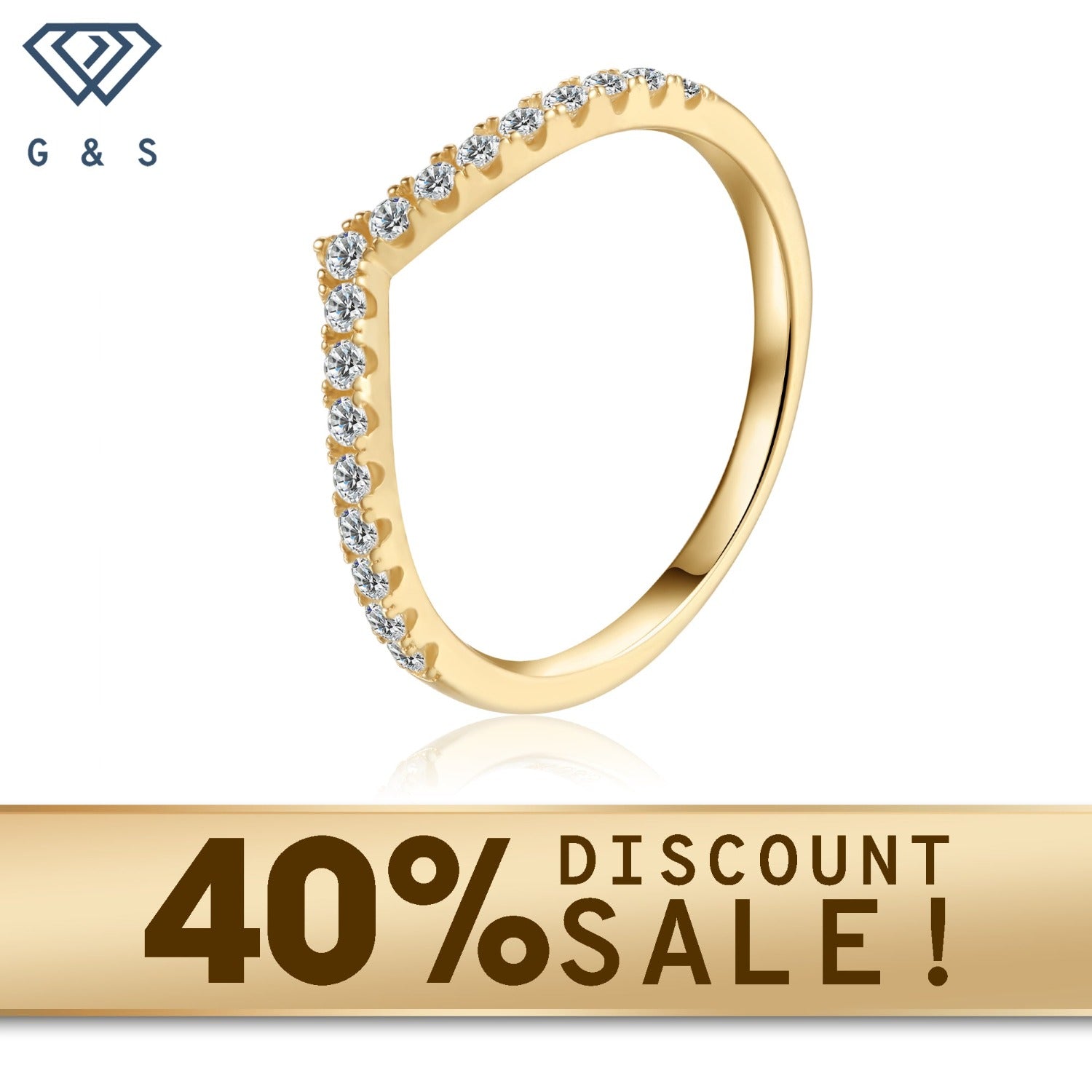 Sparkling wishbone ring deals gold