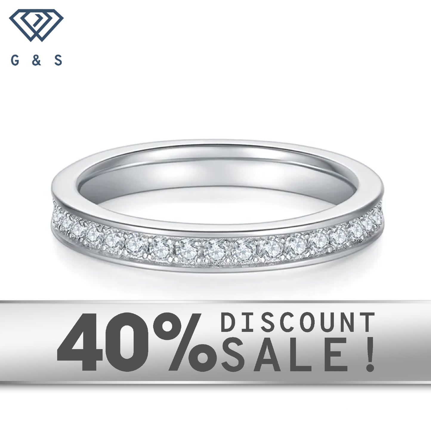 Classic Pave Full Eternity Moissanite Stacking Ring