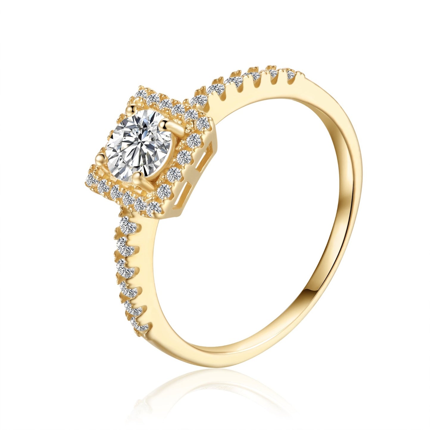 Elegant Halo 0.50ct Moissanite Engagement Ring Set in 9ct Yellow Gold