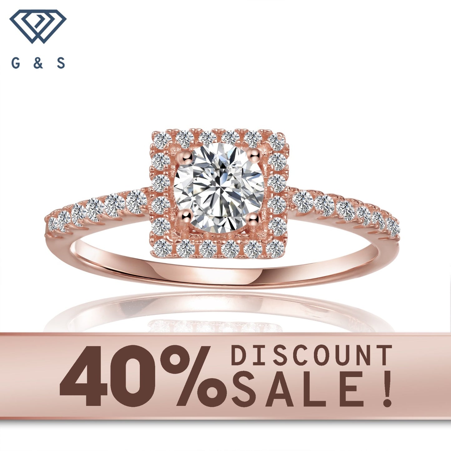 Elegant Halo 0.50ct Moissanite Engagement Ring Set in 9ct Rose Gold