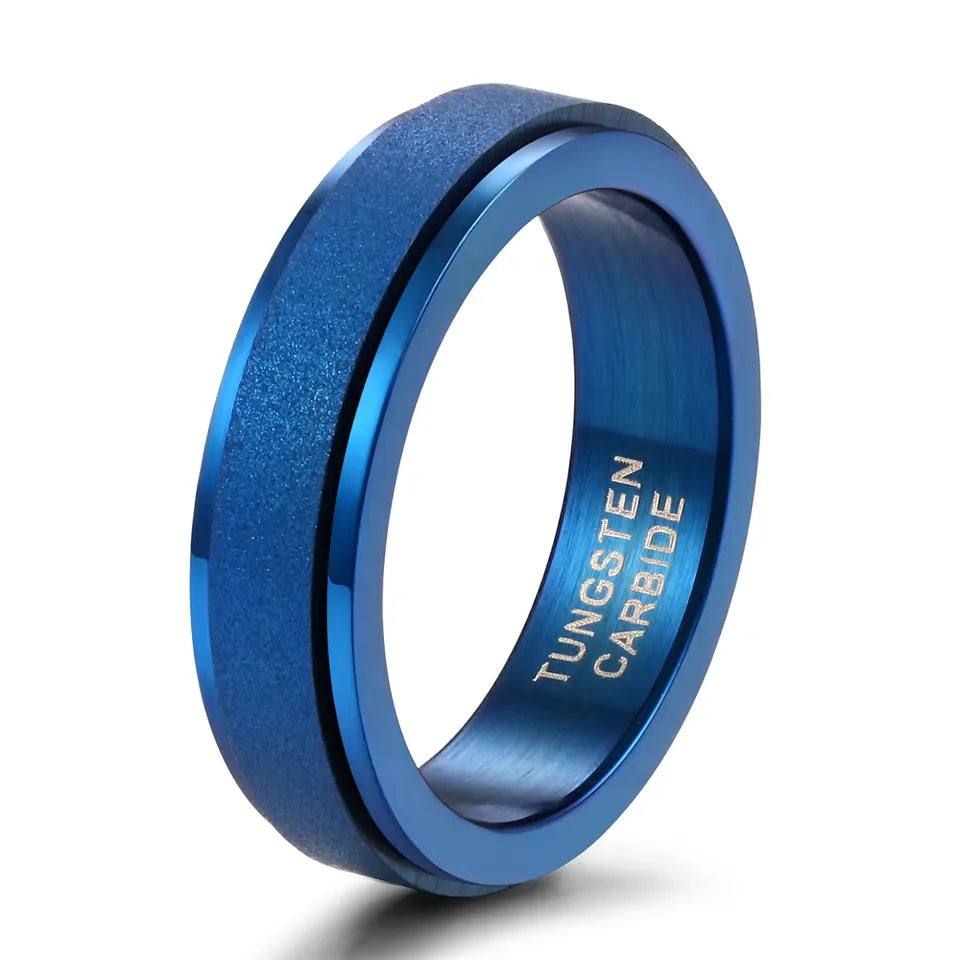 Blue Tungsten Carbide Fidget Ring