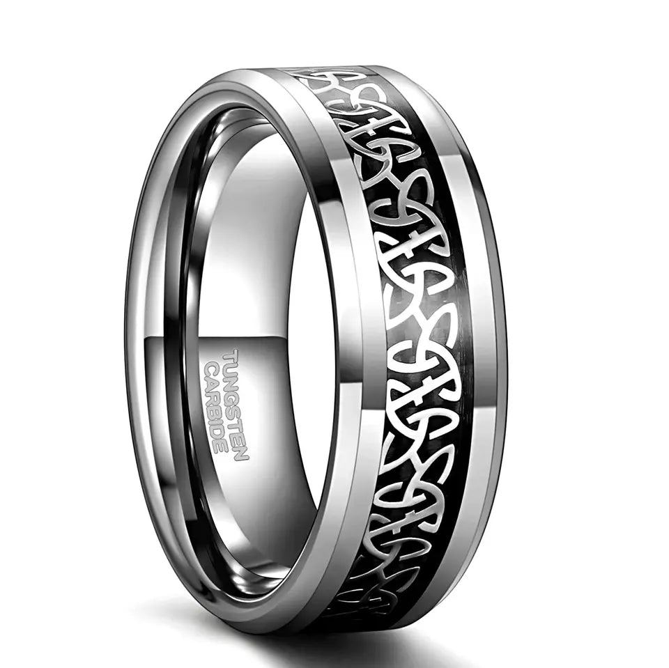 Celtic Knot Inlay Tungsten Carbide Ring