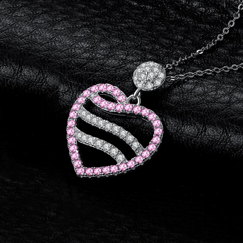 Lab Created Pink Sapphire Heart Pendant - Gems and Stuff Semi-Precious gemstones, Free Shipping Fine Jewellery Sterling Silver 925