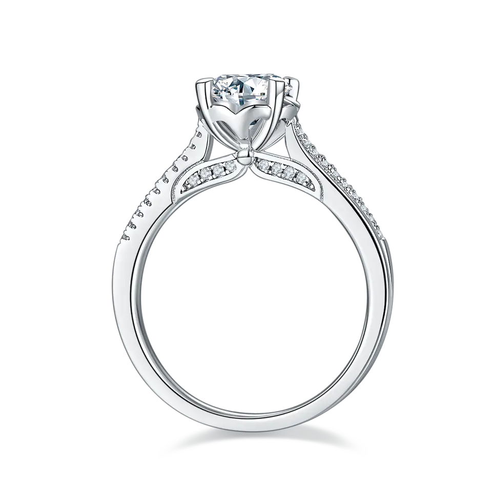 Delicate Modern 1.00ct Moissanite Engagement Ring Set in Sterling Silver