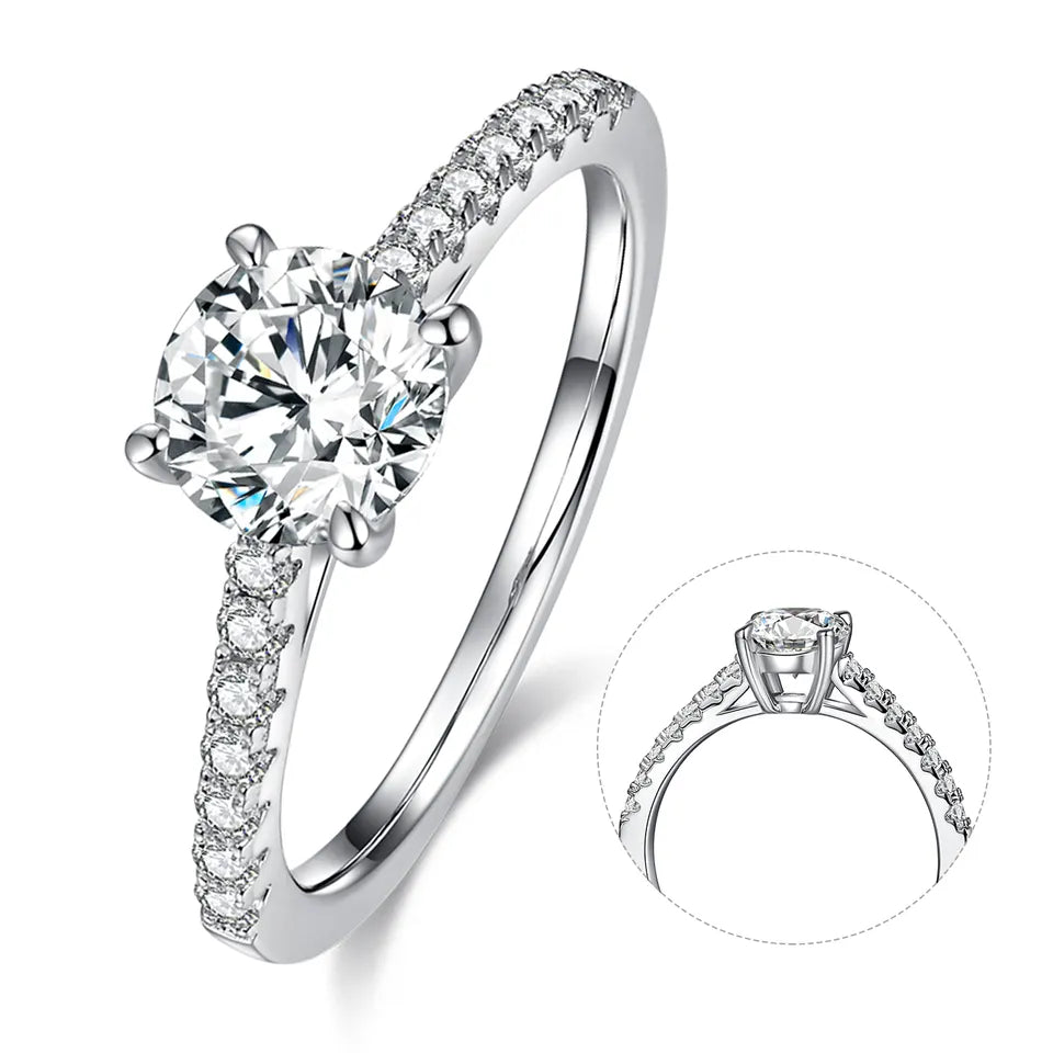 Elegant 1.00ct Round Brilliant Moissanite Engagement Ring Set in Sterling Silver