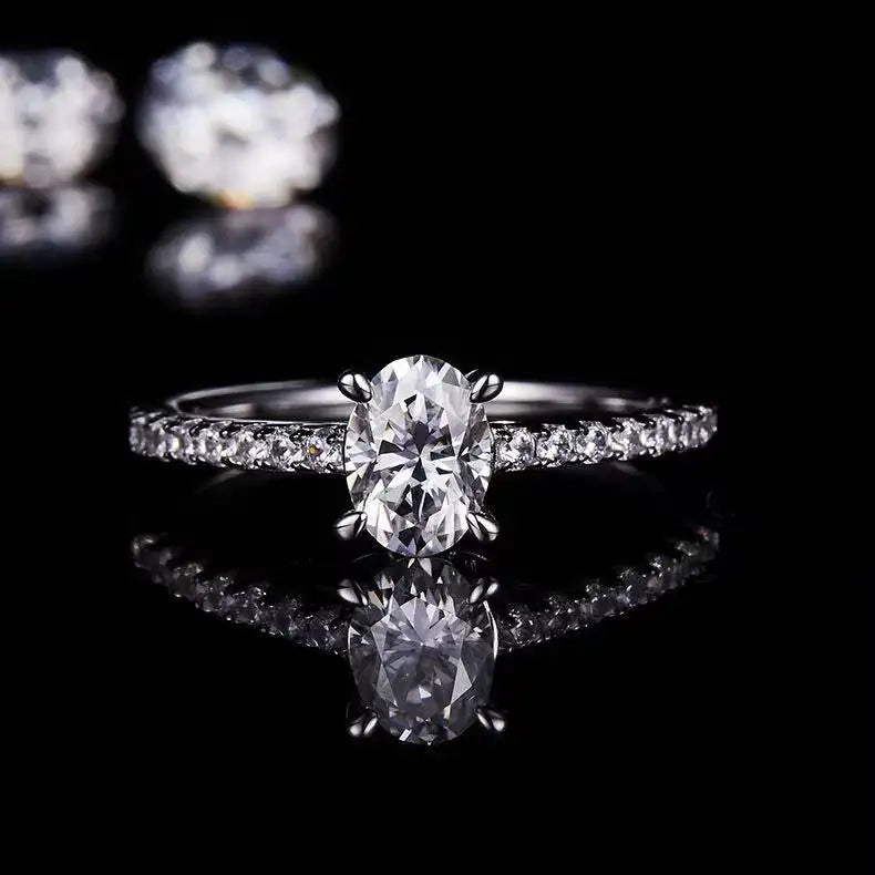 Elegant Basket Set 1.00ct Oval Cut Moissanite Engagement Ring - Black Friday