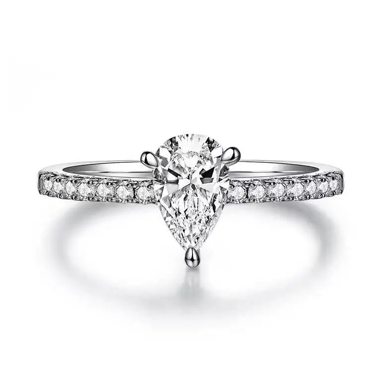 Elegant Basket Set 1.00ct Pear Shape Moissanite Engagement Ring - Black Friday