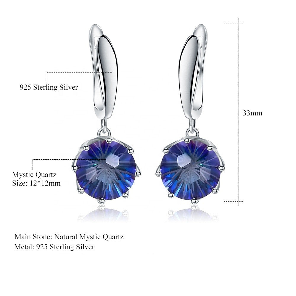 Luxury Mystic Quartz Earrings - Round Brilliant Cut  (Leadtime of 5 weeks)