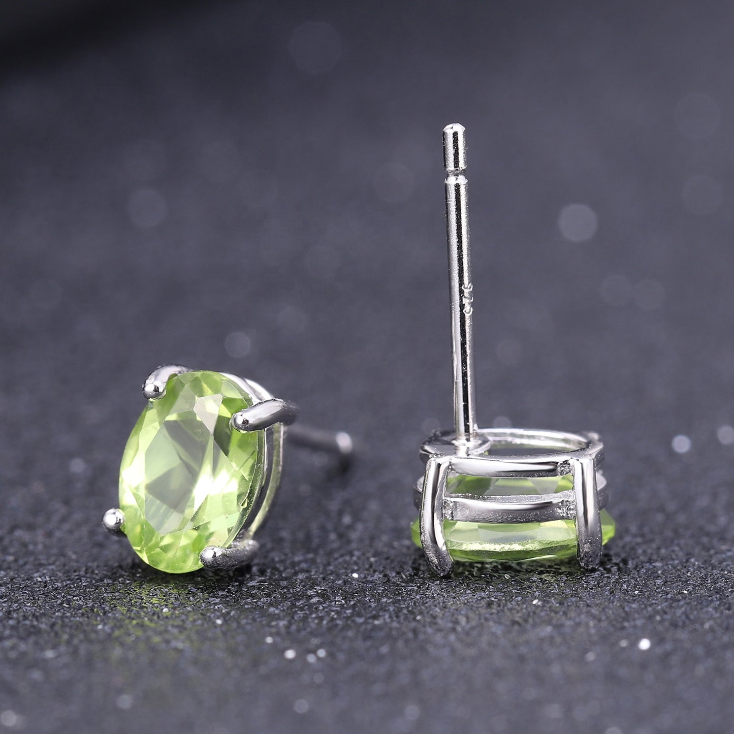 Peridot Solitaire Earrings - Oval Cut - Gems and Stuff Semi-Precious gemstones, Free Shipping Fine Jewellery Sterling Silver 925