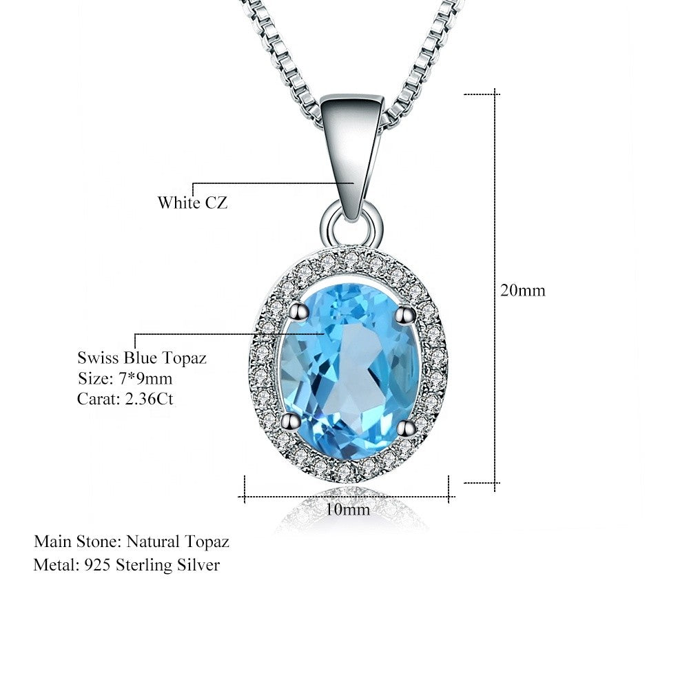 Classic Blue Topaz Oval Pendant