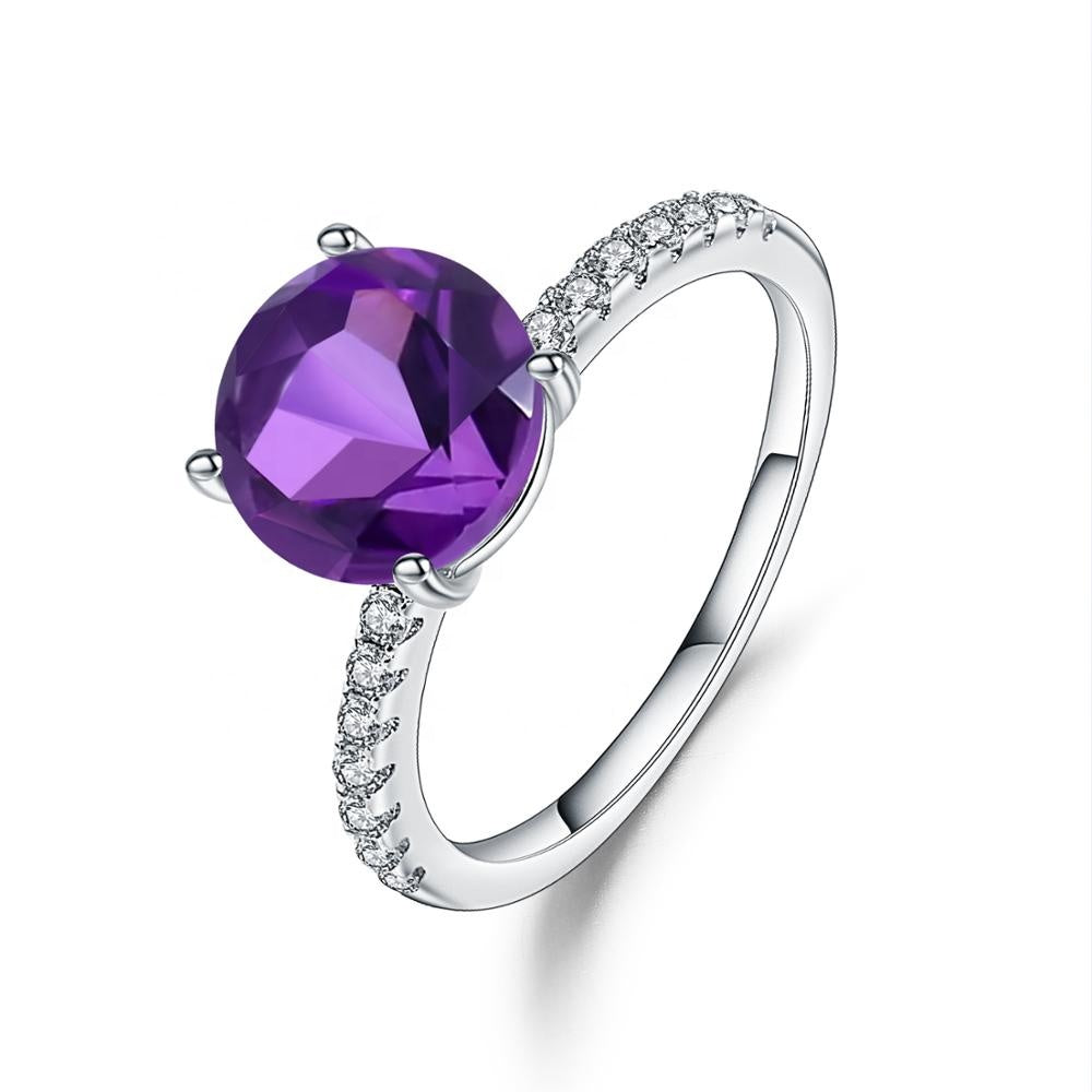 Exquisite Amethyst Ring - Round Brilliant Cut