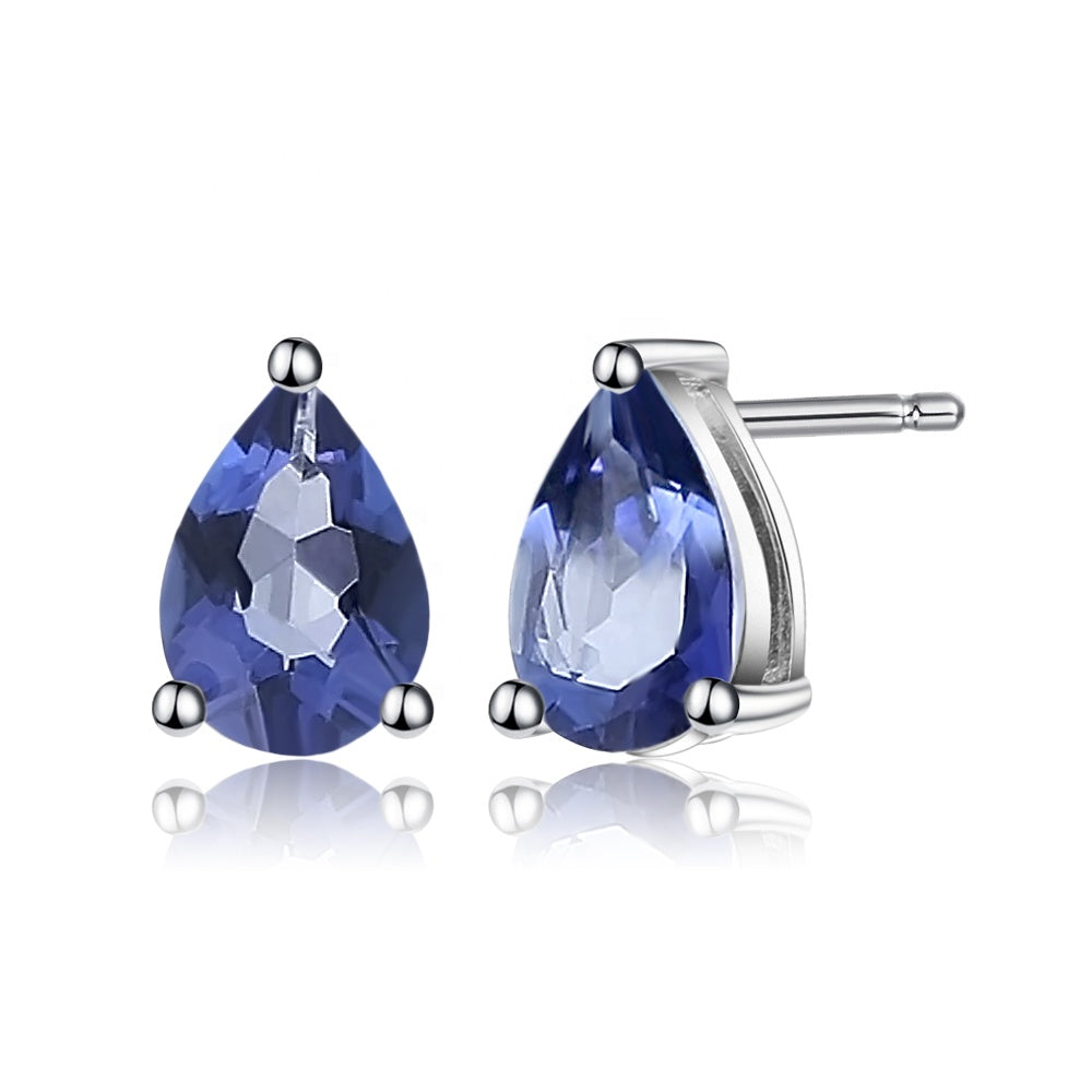 Mystic Quartz Solitaire Earrings - Pear Shape