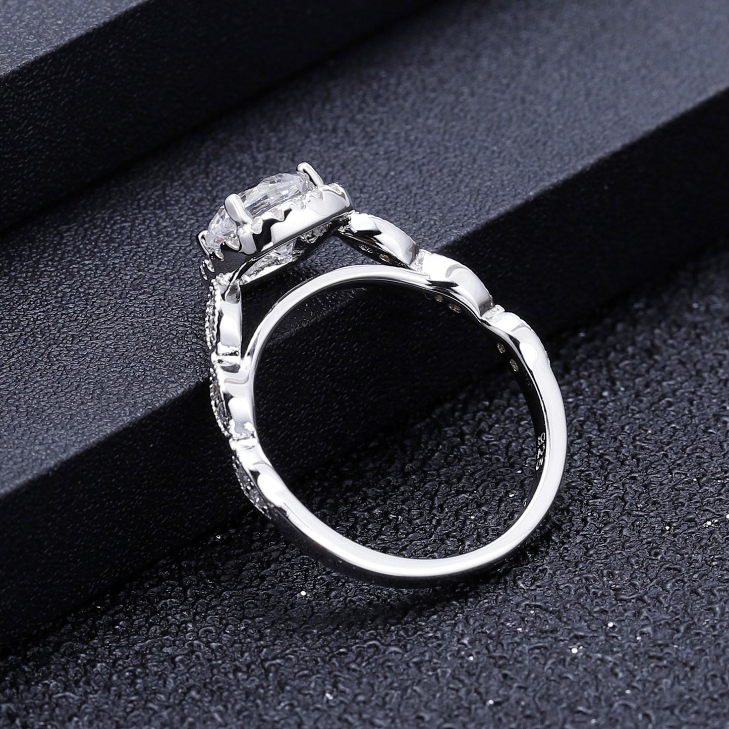 Vintage Halo 1.00ct Moissanite Engagement Ring Set in Sterling Silver - Black Friday