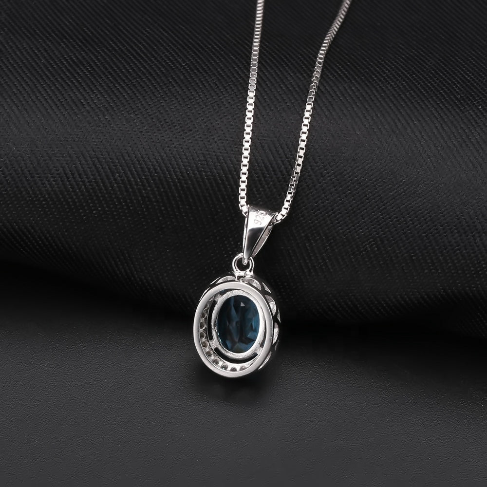 Classic Blue Topaz Oval Pendant