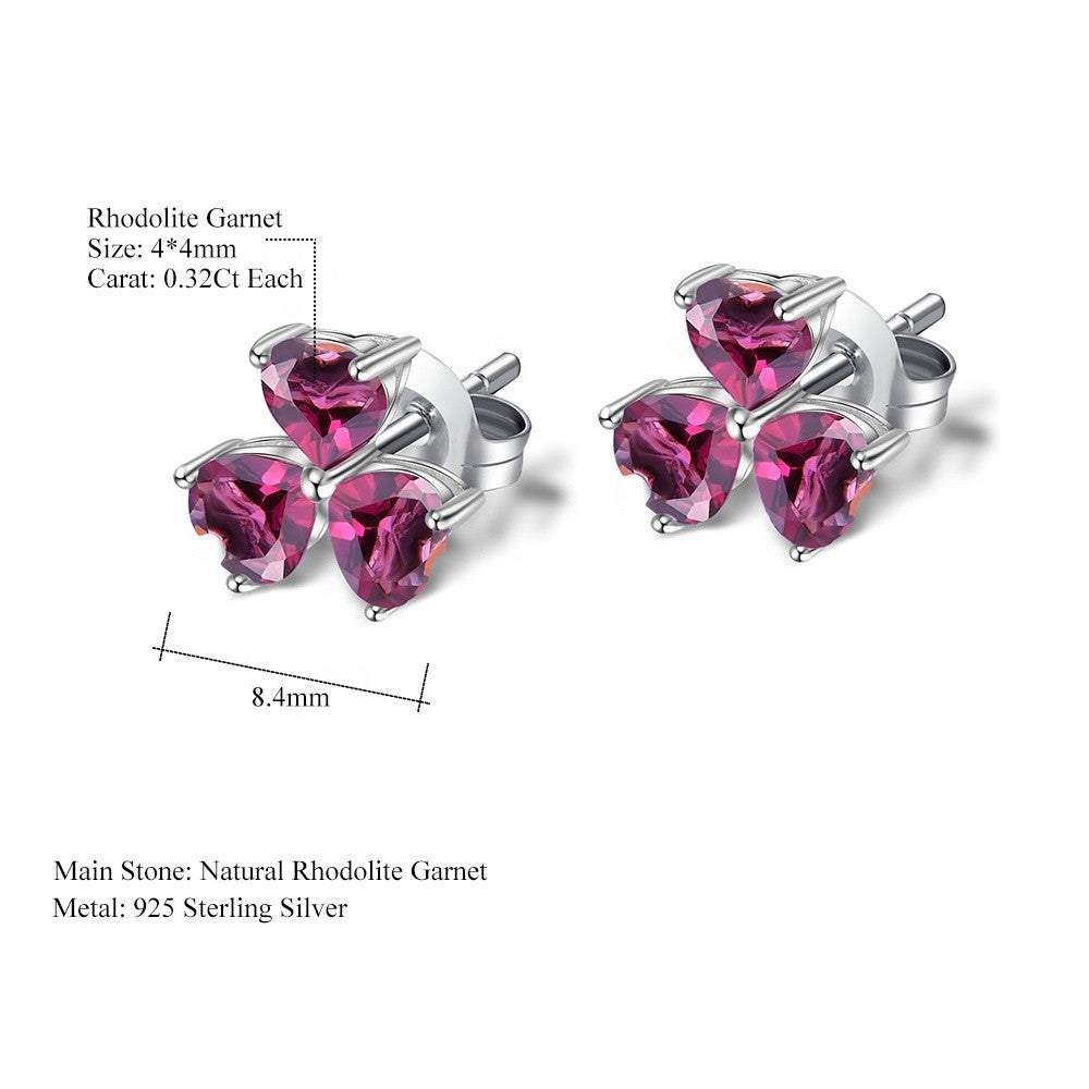 Trilogy Of Hearts Rhodolite Garnet Earrings