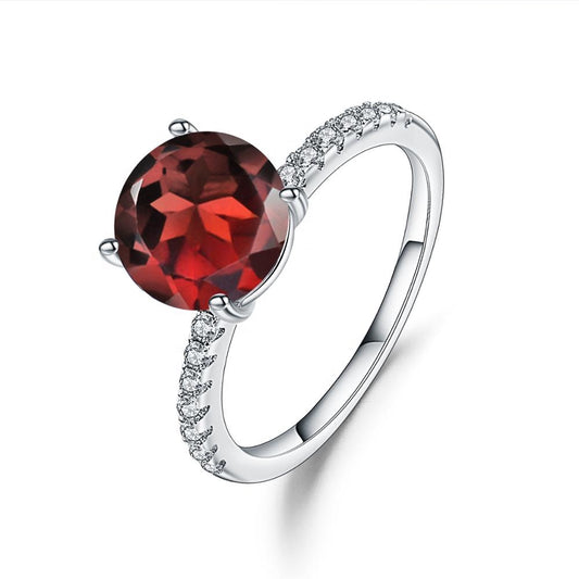 Exquisite Garnet Ring - Round Brilliant Cut