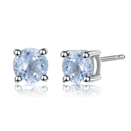 Blue Topaz 4 Claw Stud Earrings (Leadtime of 5 weeks)