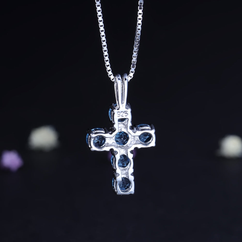 Swiss Blue Topaz Cross Pendant