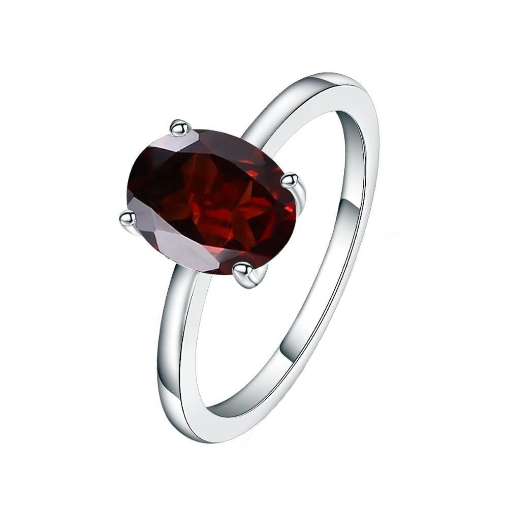 Garnet Solitaire Ring - Oval Cut - Gems and Stuff Semi-Precious gemstones, Free Shipping Fine Jewellery Sterling Silver 925