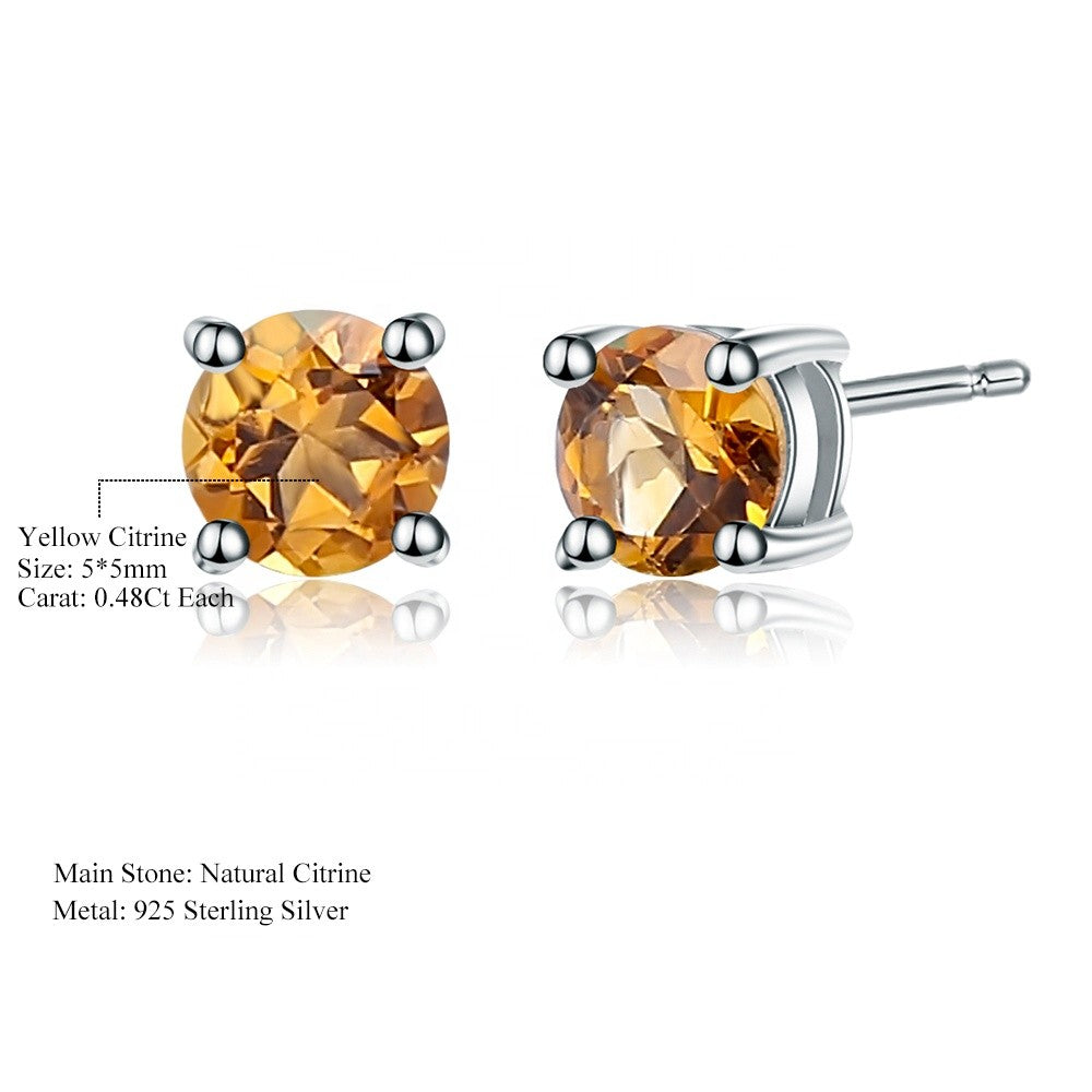 Citrine 4 Claw Stud Earrings (Leadtime of 5 weeks)