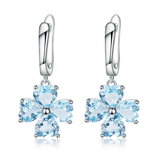 Clover Heart Blue Topaz Earrings (Leadtime of 5 weeks)