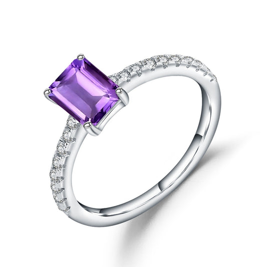 Exquisite Amethyst Ring - Emerald Cut