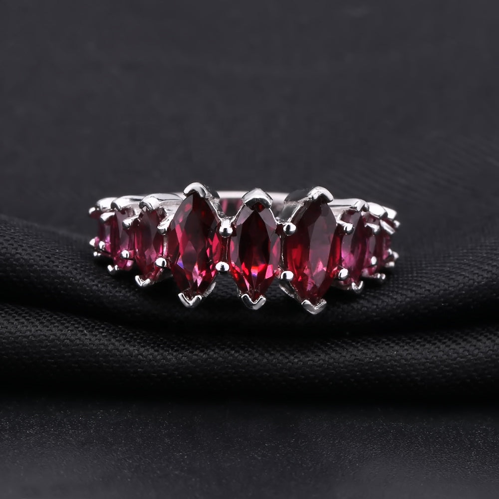 Garnet Half Eternity Band - Marquise Cut