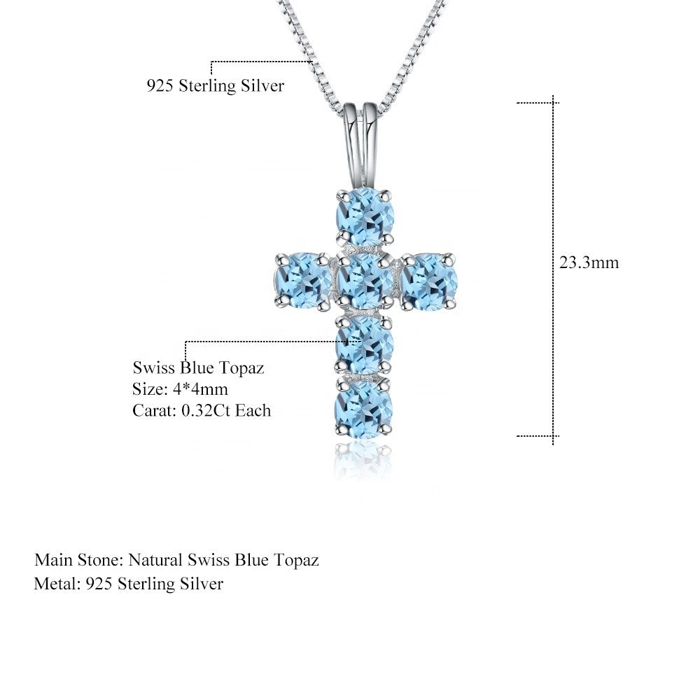 Swiss Blue Topaz Cross Pendant