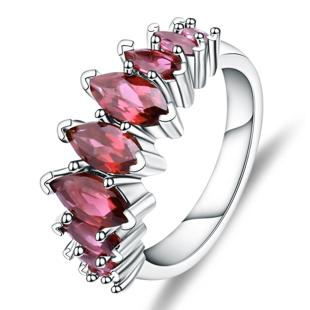 Garnet Half Eternity Band - Marquise Cut