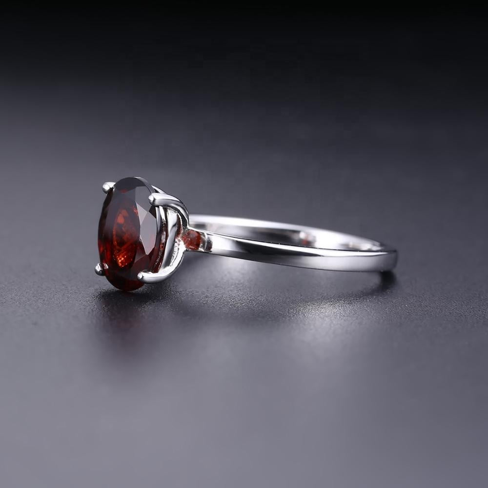 Garnet Solitaire Ring - Oval Cut - Gems and Stuff Semi-Precious gemstones, Free Shipping Fine Jewellery Sterling Silver 925