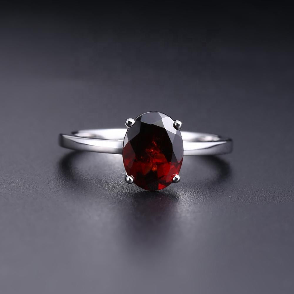 Garnet Solitaire Ring - Oval Cut - Gems and Stuff Semi-Precious gemstones, Free Shipping Fine Jewellery Sterling Silver 925