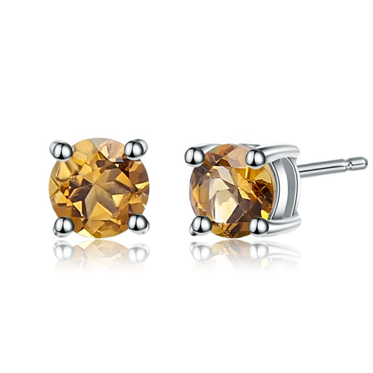 Citrine 4 Claw Stud Earrings (Leadtime of 5 weeks)