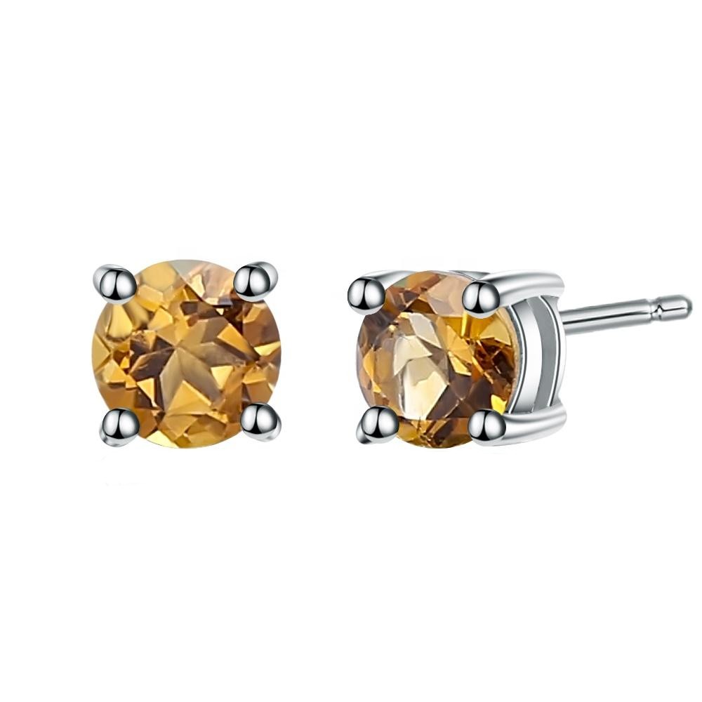 Citrine 4 Claw Stud Earrings (Leadtime of 5 weeks)