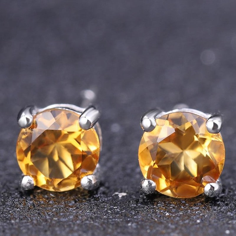 Citrine 4 Claw Stud Earrings (Leadtime of 5 weeks)