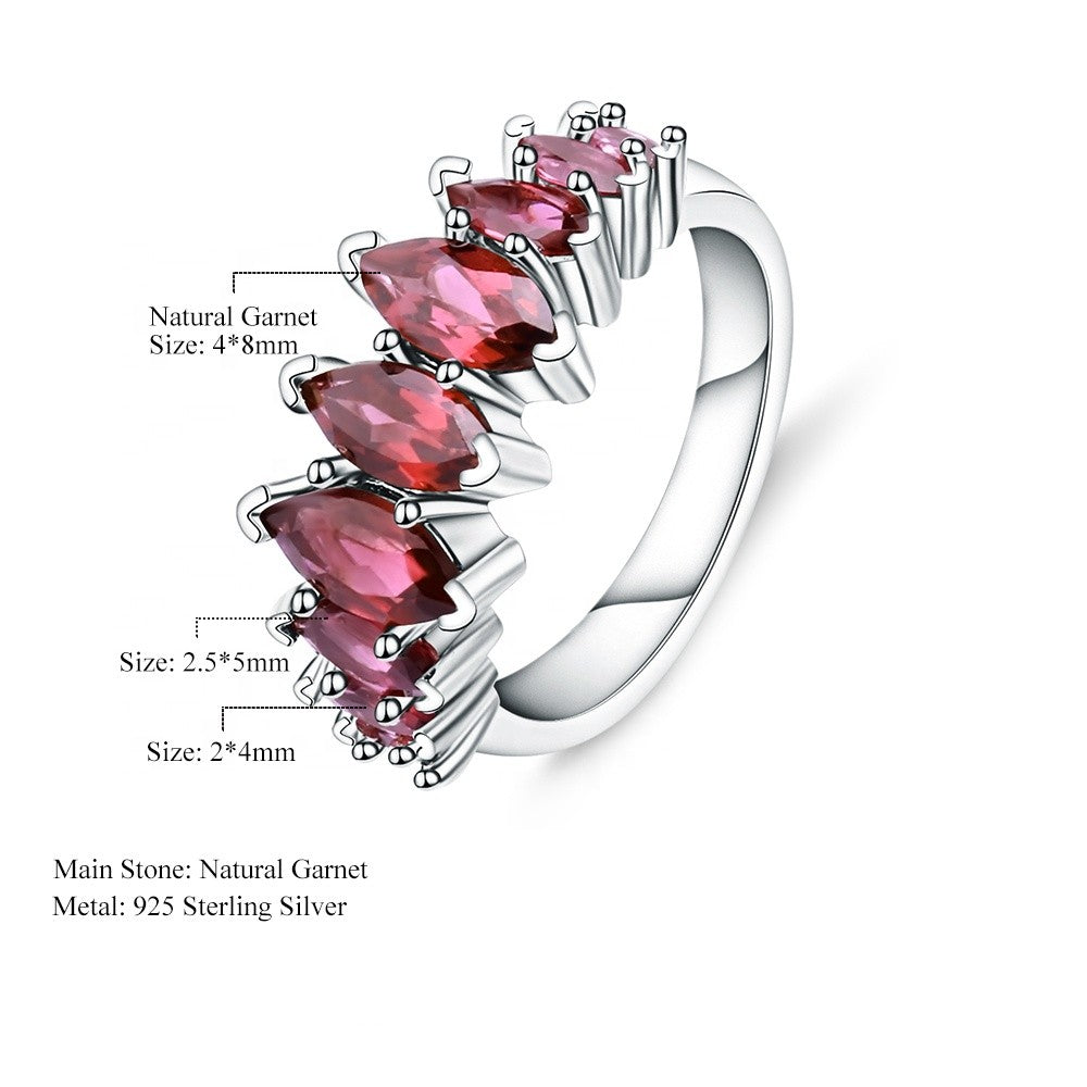 Garnet Half Eternity Band - Marquise Cut