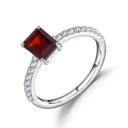 Exquisite Garnet Ring - Emerald Cut