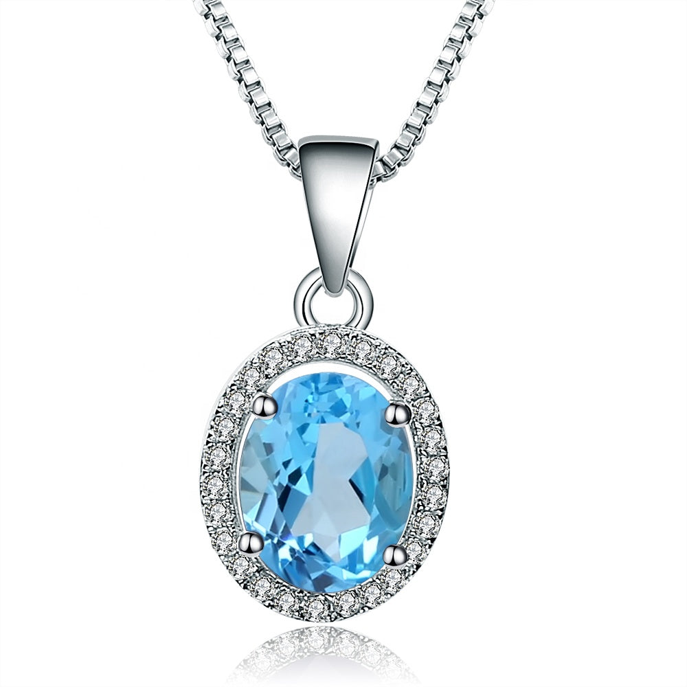 Classic Blue Topaz Oval Pendant