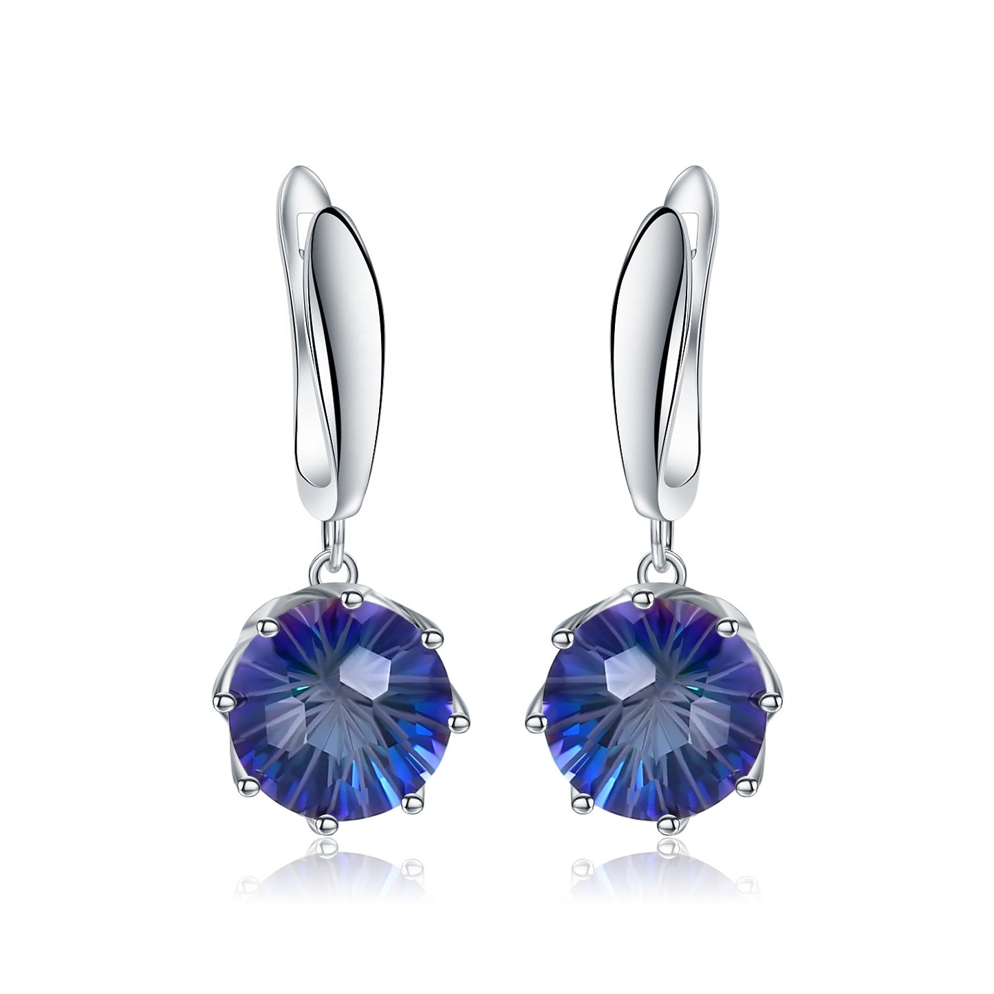 Luxury Mystic Quartz Earrings - Round Brilliant Cut  (Leadtime of 5 weeks)