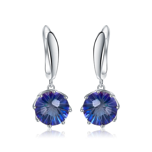 Luxury Mystic Quartz Earrings - Round Brilliant Cut  (Leadtime of 5 weeks)