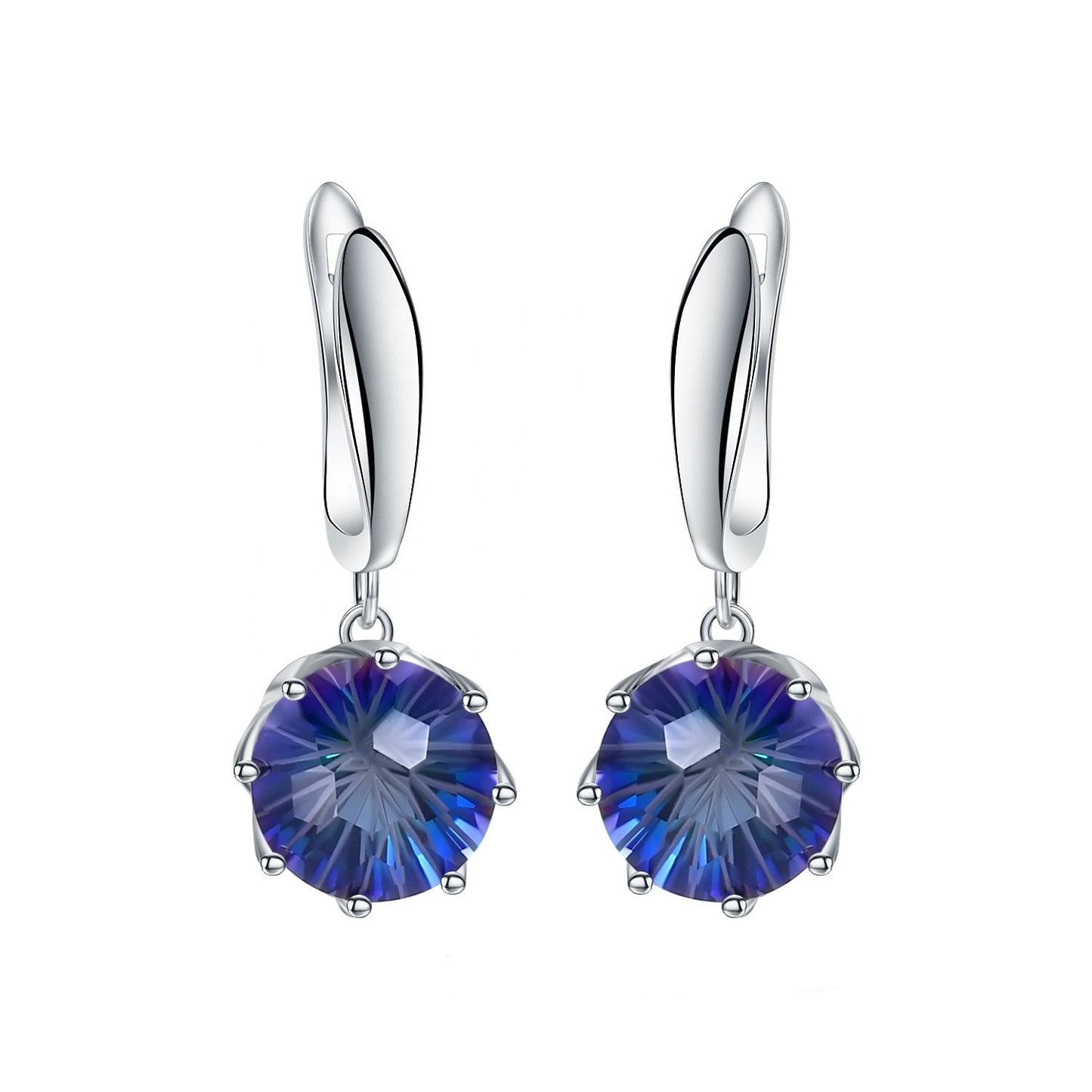 Luxury Mystic Quartz Earrings - Round Brilliant Cut  (Leadtime of 5 weeks)