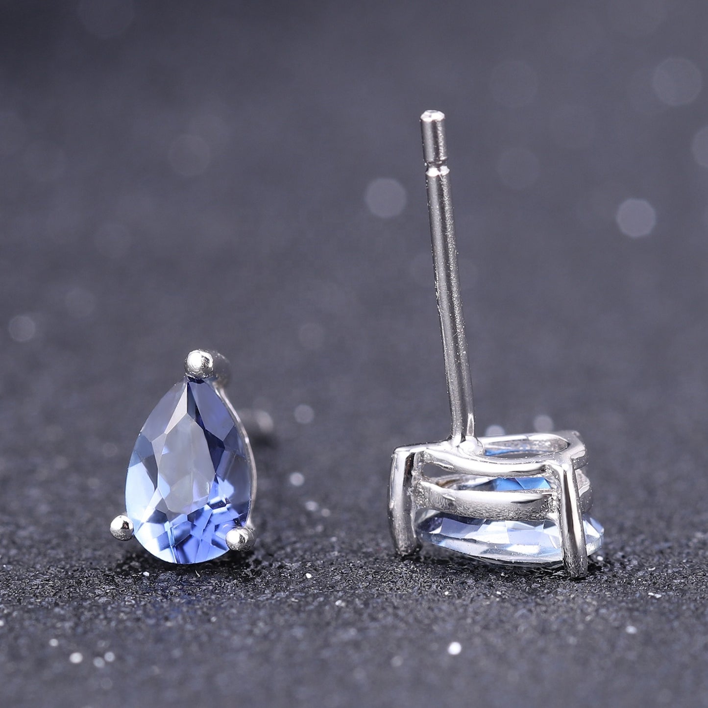 Mystic Quartz Solitaire Earrings - Pear Shape