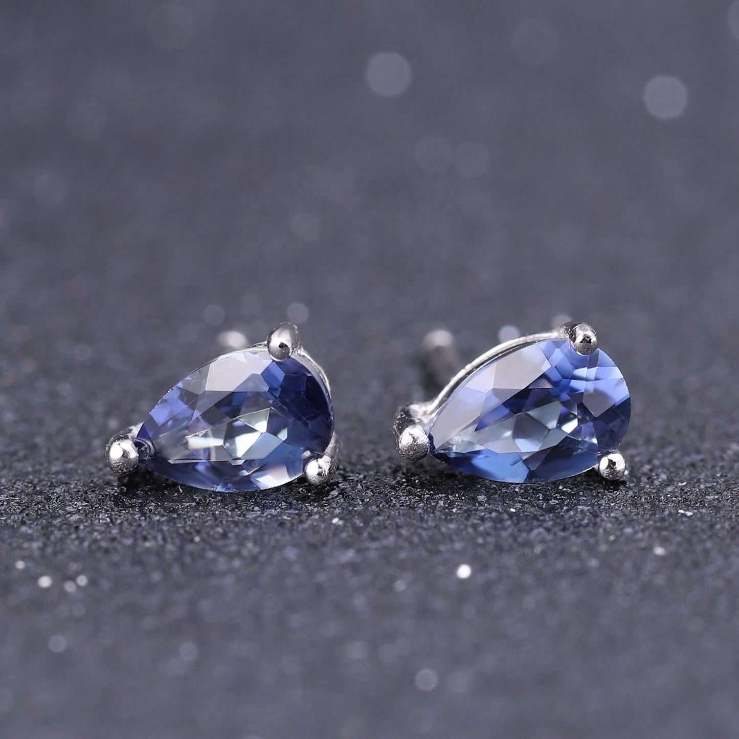 Mystic Quartz Solitaire Earrings - Pear Shape