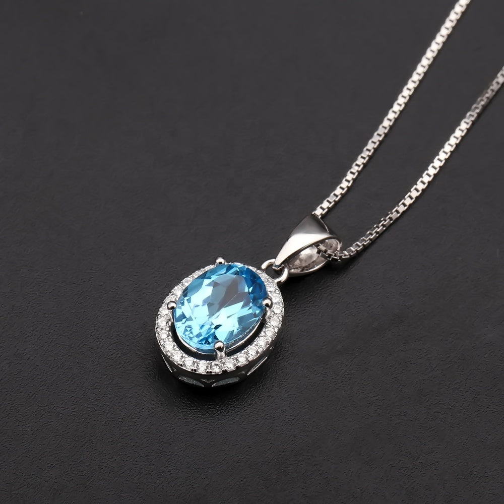 Classic Blue Topaz Oval Pendant