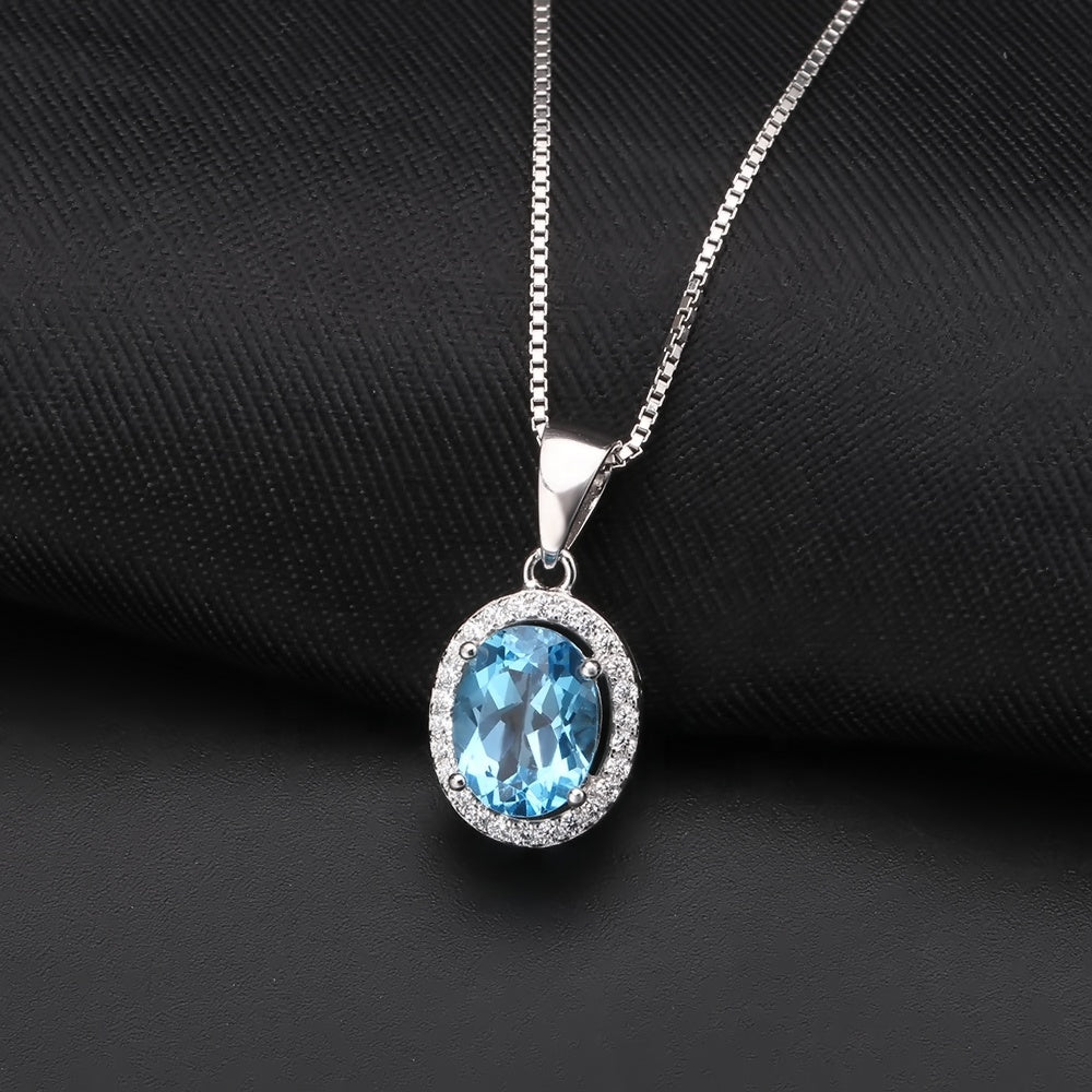 Classic Blue Topaz Oval Pendant