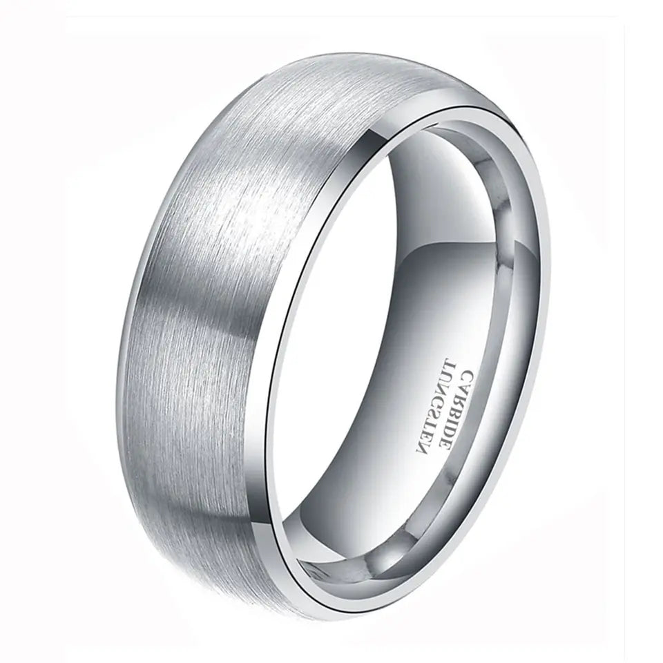 Silver Brushed Dome Shape Tungsten Carbide Ring
